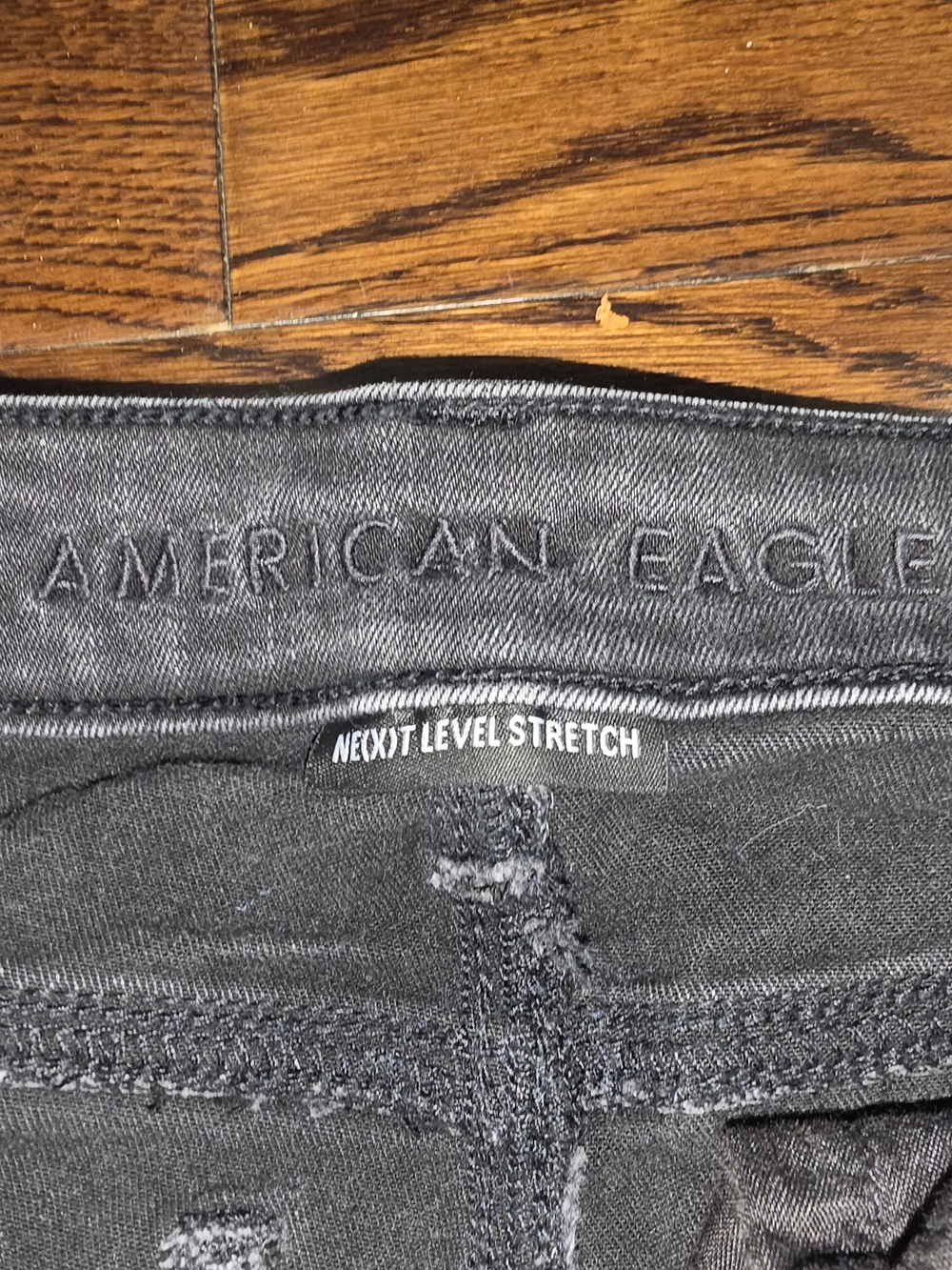 American Eagle Next Level Stretch Distressed Fringe Denim Mid Rise Shorts 0